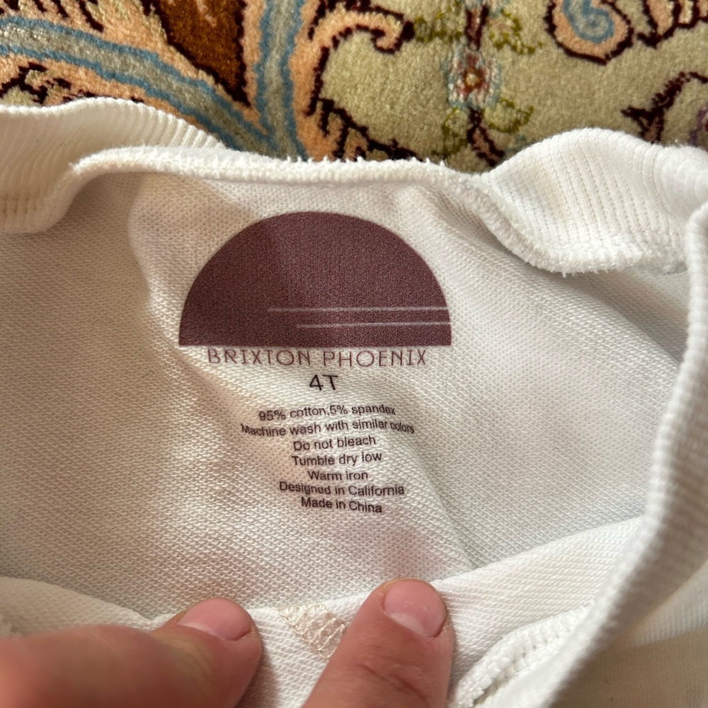 Brixton Phoenix White and Cream Checkered Cotton Sweater Size 4 - Picture 2 of 4